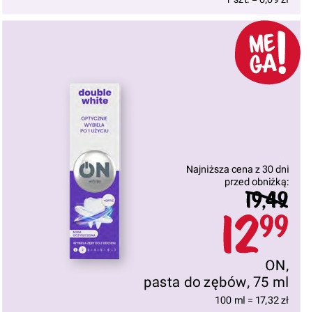 Pasta do zębów double white On promocja