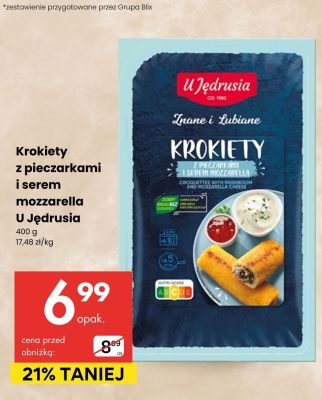 Krokiety z pieczarkami i serem mozzarella U Jędrusia promocja w Delikatesy Centrum