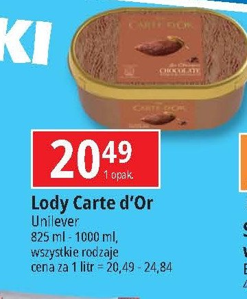 Lody chocolate Algida carte d'or les classiques promocja w Leclerc