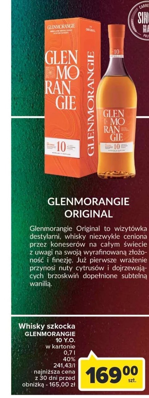 Whisky w kartonie GLENMORANGIE 10 YO promocja