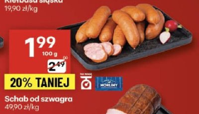 Kiełbasa śląska 19,90 zł/kg promocja w Delikatesy Centrum