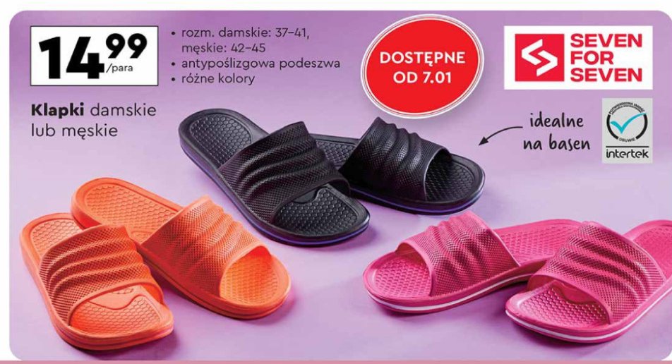 Klapki damskie 37-41 Seven for 7 promocja w Biedronka