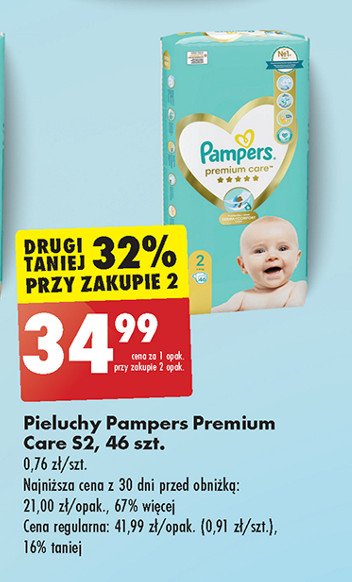 Pieluchy dla dzieci 2 Pampers premium care promocja