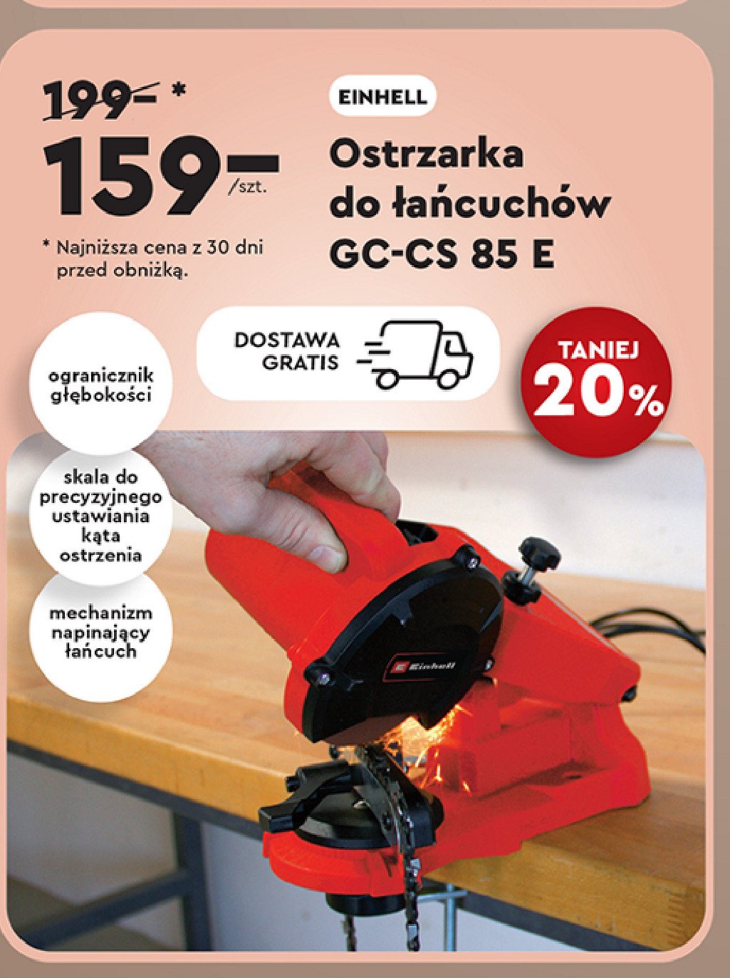 Ostrzałka do łańcuchów gc-cs 85 Einhell promocja