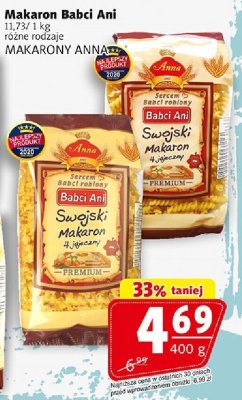 Makaron Babci Ani MAKARONY ANNA różne rodzaje promocja w Prim Market