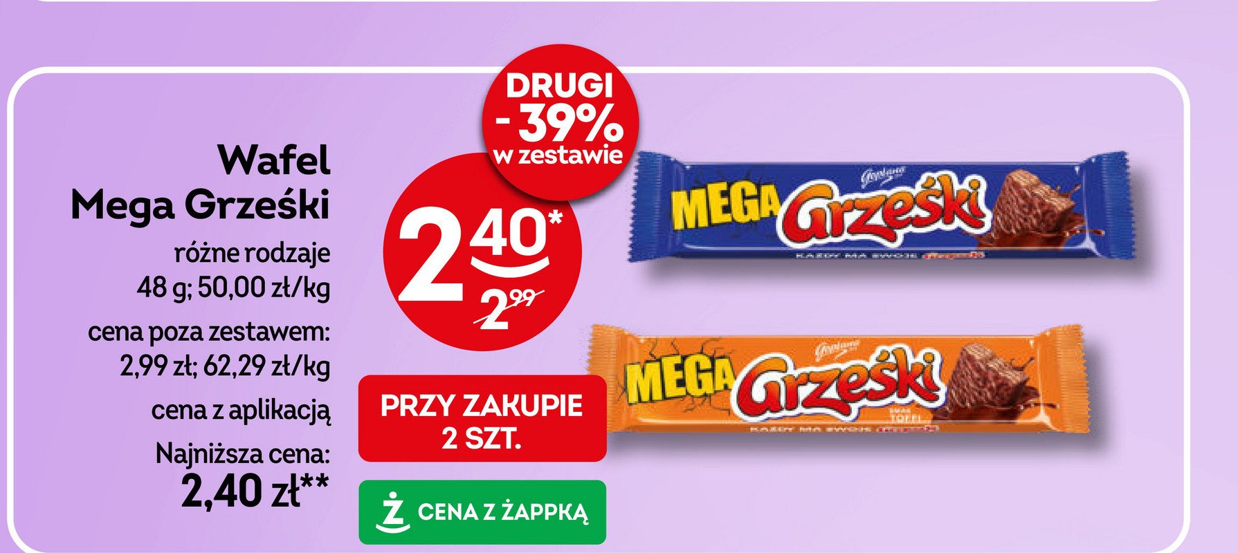 Wafelek toffi w czekoladzie mlecznej Grześki mega promocja w Żabka