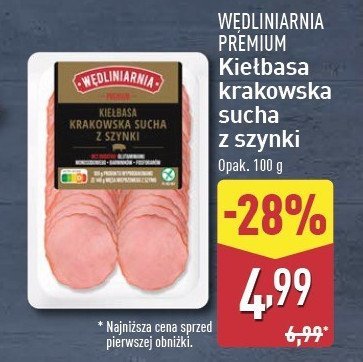 Kiełbasa krakowska sucha z szynki Wędliniarnia premium promocja