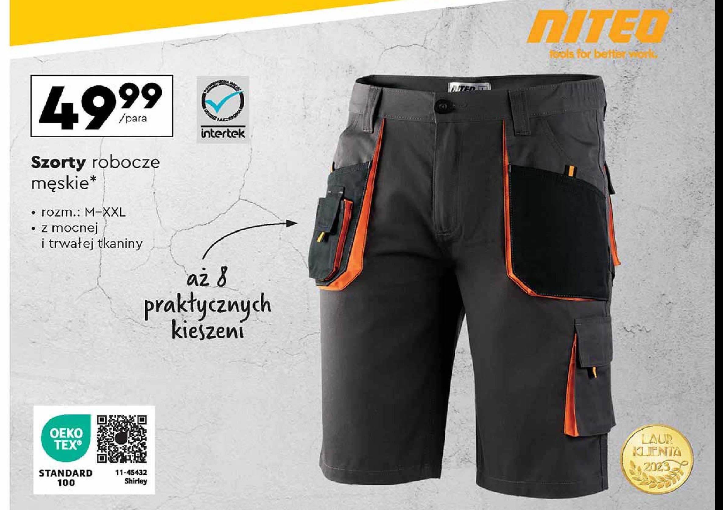 Szorty robocze męskie m-xxl Niteo tools promocja