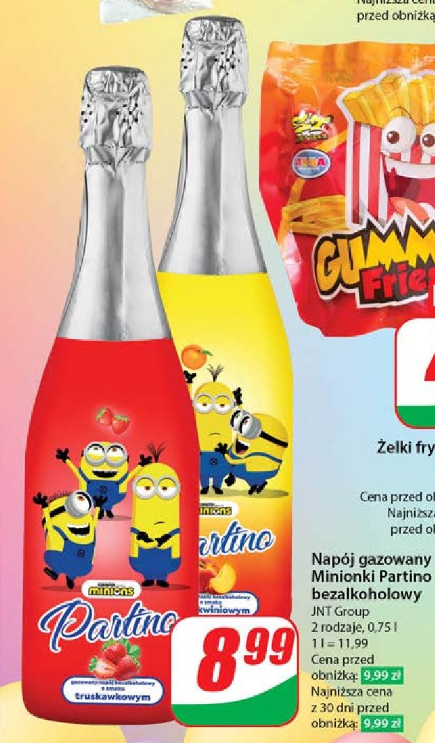 Napój brzoskwiniowy minionki Partino promocja w Dino