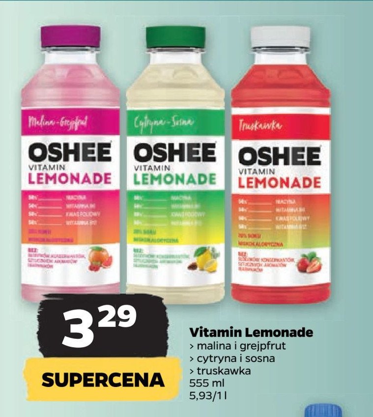 Napój malina i grejpfrut Oshee vitamin lemonade promocja