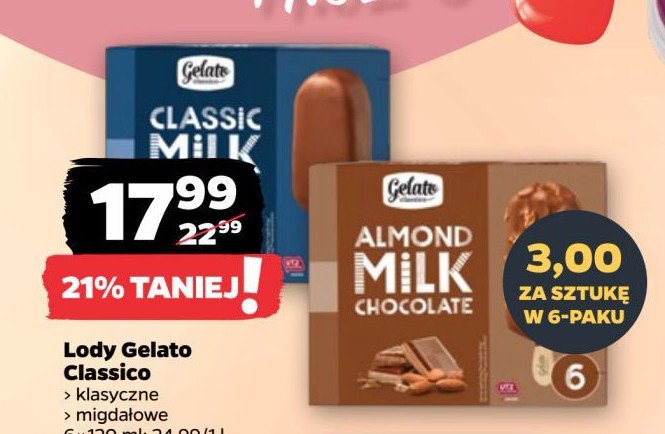 Lody almond milk chocolate Gelato classico promocja