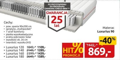 Materac Luxurius 90 promocja w Black Red White