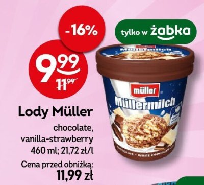 Lody Müller vanilla-strawberry promocja w Żabka