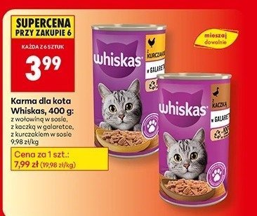 Karma dla kota Whiskas, 400 g, różne rodzaje promocja w Biedronka