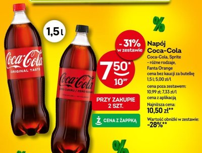 Napój Coca-Cola, Sprite, Fanta Orange 1,5l promocja w Żabka