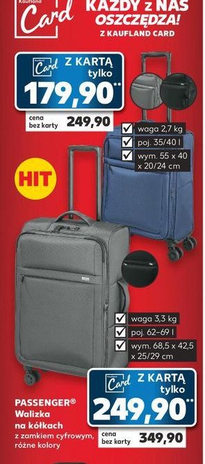 Walizka na kółkach 55 x 40 x 20 cm Passenger promocja