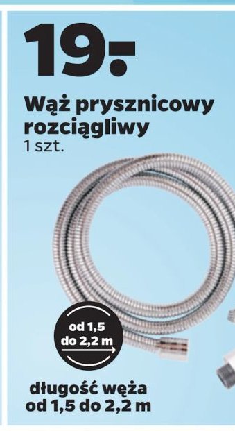 Wąż prysznicowy rozciągliwy 1.5 - 2 m base Bisk promocja