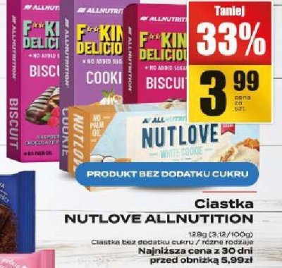 Ciastka Nutlove Allnutrition promocja w Supeco