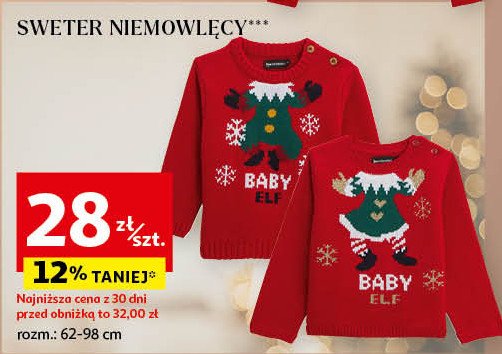 Sweter niemowlęcy z motywem świątecznym 62-98 Auchan inextenso promocja