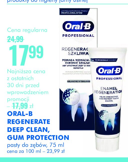 Pasta do z臋b贸w gentle whitening Oral-b professional gumline pro purify promocja