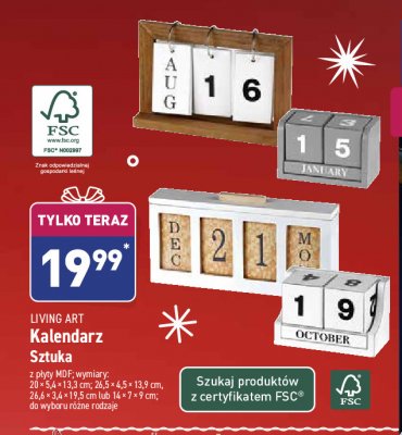 Kalendarz stoj膮cy z mdf 20 x 5.4 x 13.3 cm promocja
