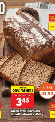 Chleb żytni 100% bez dodatku drożdży 450 g promocja w Biedronka
