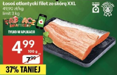 Łosoś atlantycki filet ze skórą XXL promocja w Delikatesy Centrum
