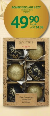 Bombki szklane 6 szt. średnica 8 cm Vitbis promocja w Selgros