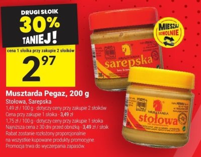 Musztarda Pegaz Sarepska, 200 g promocja w Twój Market