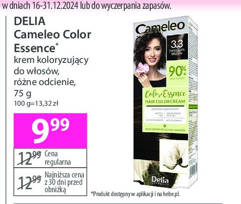 Henna 3.3 czekoladowy brąz Cameleo promocja w Hebe