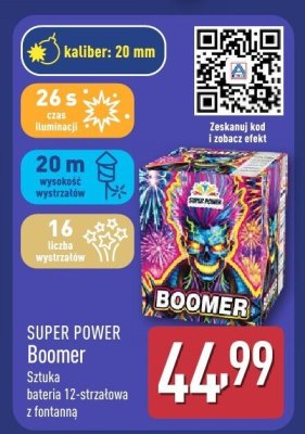 Fajerwerki SUPER POWER Boomer bateria 12-strzałowa z fontanną promocja w Aldi