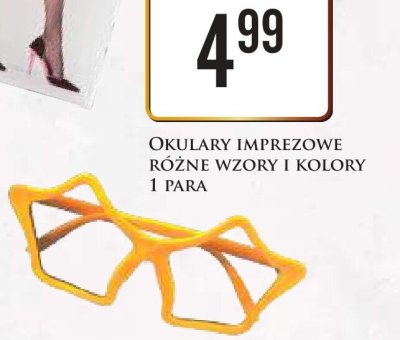 Okulary imprezowe różne wzory i kolory Dino promocja w Dino