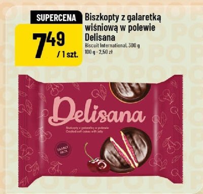 Biszkopty z galaretką wiśniową w polewie Delisana promocja w POLOmarket
