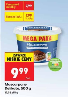 Mascarpone Delikate, 500 g promocja w Biedronka