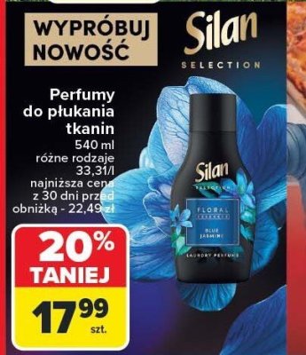 Perfumy do płukania tkanin, różne rodzaje Silan promocja w Carrefour