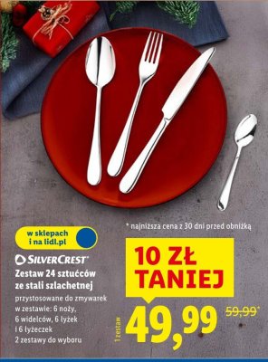 Zestaw 24 sztućców ze stali szlachetnej SilverCrest promocja w Lidl