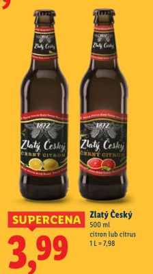 Piwo Zlatý Český citron lub citrus promocja w Lidl