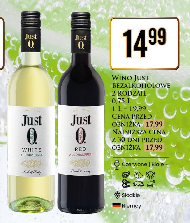 Wino JUST 0 WHITE SEMI SWEET promocja
