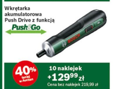 Wkrętarka akumulatorowa Push Drive z funkcją Push Go Bosch promocja w Auchan
