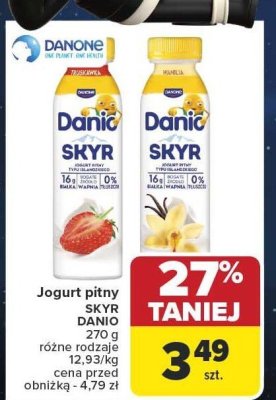 Jogurt pitny SKYR DANIO 270 g różne rodzaje promocja w Carrefour