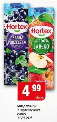 Sok/nektar Hortex Czarna Porzeczka, 100% Jabłko promocja w Chorten