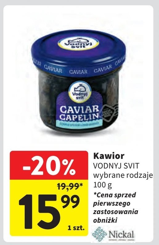 Kawior capelin czarny Vodnyj svit promocja w Intermarche