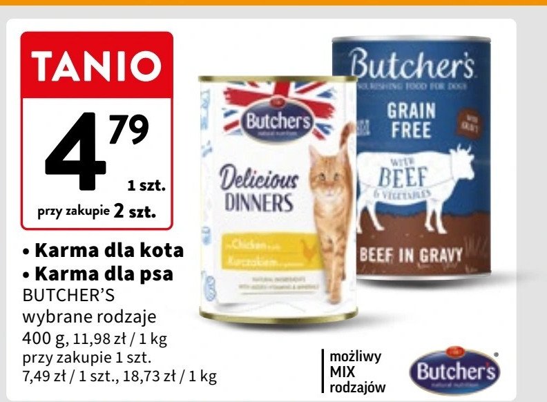 Karma dla psa wołowina Butcher's grain free promocja