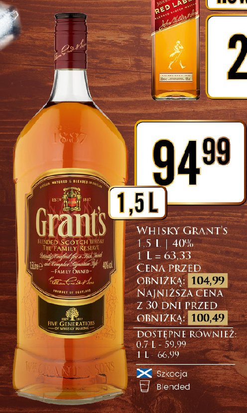 Whisky Grant's family reserve promocja