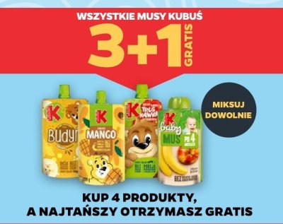 Wszystkie musy Kubuś 3+1 GRATIS promocja w Netto