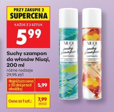 Suchy szampon do włosów Niuqi, 200 ml różne rodzaje promocja w Biedronka