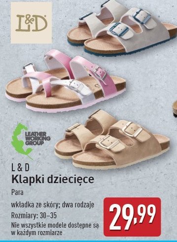 Klapki dziecięce 30-35 L&d promocja w Aldi