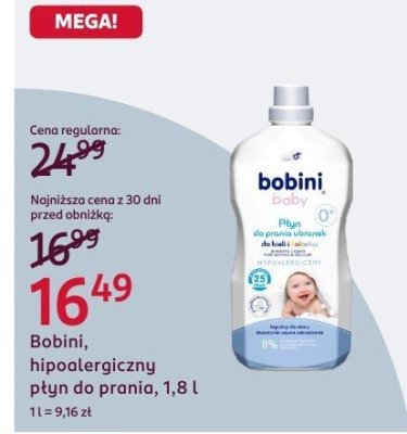 Płyn do prania Bobini, hipoalergiczny, 1,8 l promocja w Rossmann