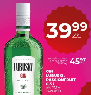 Gin Lubuski, Passionfruit 0,5 L promocja w Duży Ben