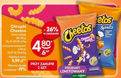 Chrupki Cheetos różne rodzaje promocja w Żabka